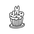 Easter cupcake decorated  a rabbit biscuit doodle. Royalty Free Stock Photo